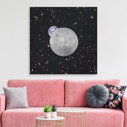 Verre kant van de Moon Earth Starry Sky Canvas Afdruk (Insitu (Woonkamer))