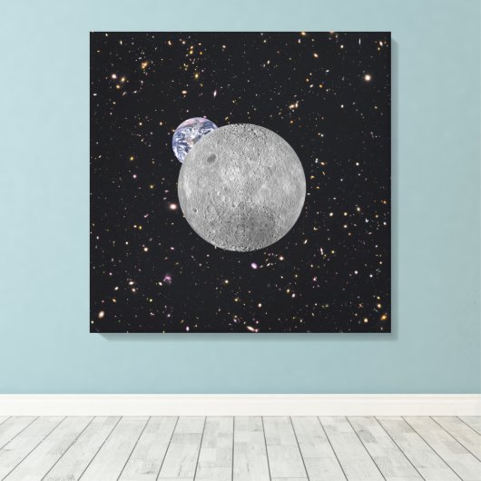Verre kant van de Moon Earth Starry Sky Canvas Afdruk (Insitu (Houten vloer))