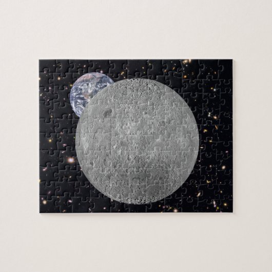 Verre kant van de Moon Earth Starry Sky Legpuzzel (Horizontaal)