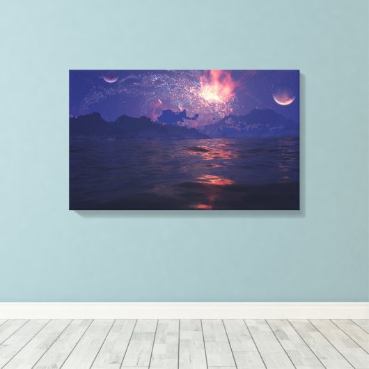 Verre kust canvas afdruk (Insitu (Houten vloer))