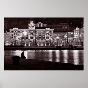 Verre nacht in de stad poster