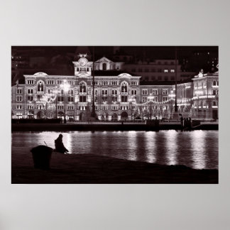 Verre nacht in de stad poster