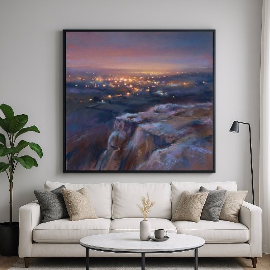 Verre Stadlichten - Impressionistische Pastelstijl Poster