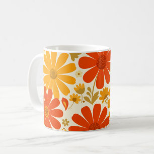 Verre Uit Cheerful Retro Madeliefjes Verbrand Oran Koffiemok