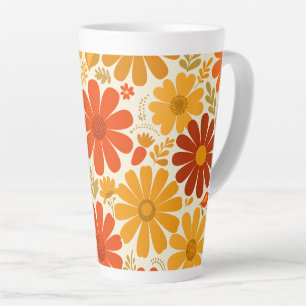 Verre Uit Cheerful Retro Madeliefjes Verbrand Oran Latte Mok