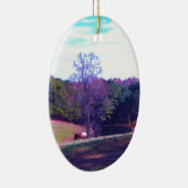 Verre weg Horse in een Paars veld Keramisch Ornament (Rechts)