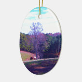 Verre weg Horse in een Paars veld Keramisch Ornament (Links)