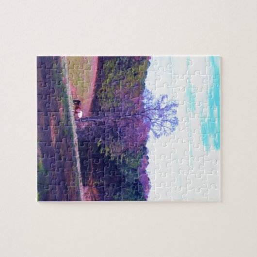 Verre weg Horse in een Paars veld Legpuzzel (Horizontaal)