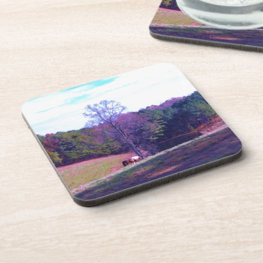 Verre weg Horse in een Paars veld Onderzetter (Linkerzijde)