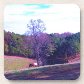 Verre weg Horse in een Paars veld Onderzetter (Voorkant)
