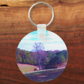 Verre weg Horse in een Paars veld Sleutelhanger (Voorkant)