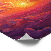 Verre zon met wervelende wolken poster (Hoek)