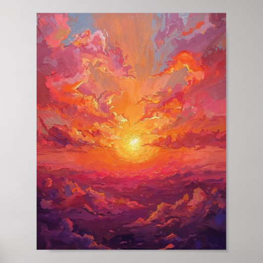 Verre zon met wervelende wolken poster (Voorkant)