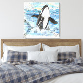 Verreikende orca Ancient Map Canvas Afdruk (Insitu (Slaapkamer))
