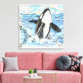 Verreikende orca Ancient Map Canvas Afdruk (Insitu (Woonkamer))