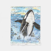 Verreikende orca Ancient Map Fleece Deken (Voorkant)