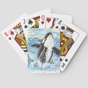Verreikende orca Ancient Map Pokerkaarten