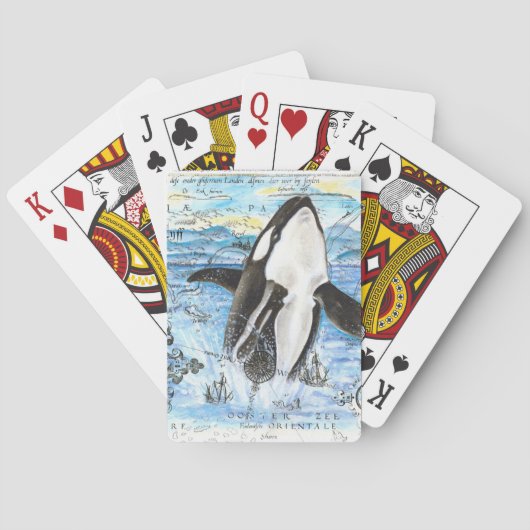 Verreikende orca Ancient Map Pokerkaarten (Achterkant)