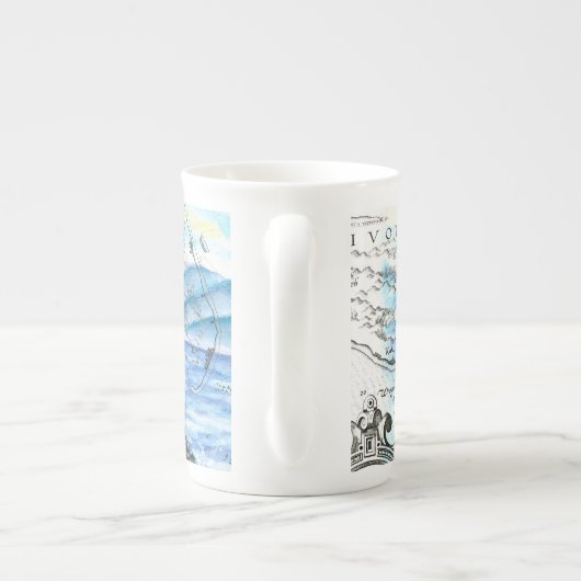 Verreikende orca Ancient Map Porselein Kop (Achterkant)