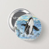Verreikende orca Ancient Map Ronde Button 5,7 Cm (Voorkant /achterkant)