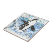 Verreikende orca Ancient Map Tegeltje (Zijkant)