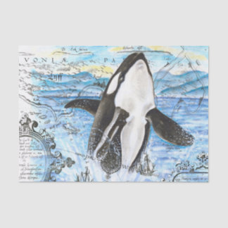 Verreikende orca Ancient Map Tissuepapier