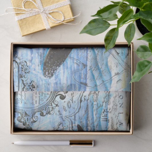 Verreikende orca Ancient Map Tissuepapier (Geschenk)