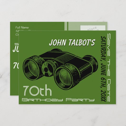 verrekijker 70e verjaardag Bewaar de datum Aankondigingskaart (Voorkant / Achterkant)