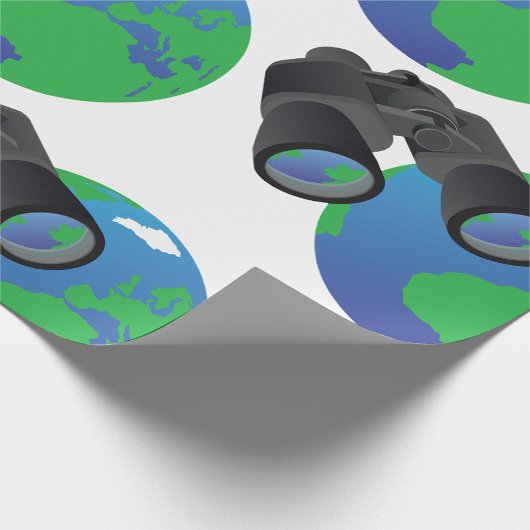 Verrekijker en aarde cadeaupapier