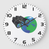 Verrekijker en aarde grote klok (Voorkant)