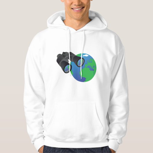 Verrekijker en aarde Mannen Hoodie (Voorkant)