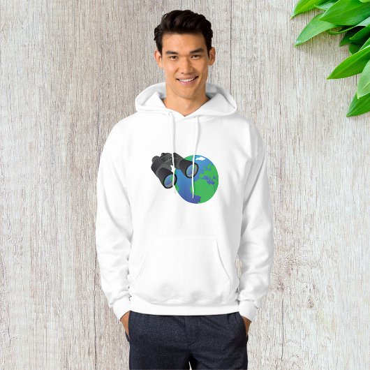Verrekijker en aarde Mannen Hoodie