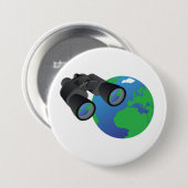 Verrekijker en aarde ronde button 7,6 cm (Voorkant /achterkant)