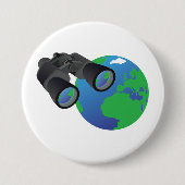 Verrekijker en aarde ronde button 7,6 cm (Voorkant)