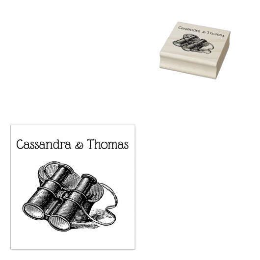  verrekijker tekening naam rubberstempel (Gestempeld)