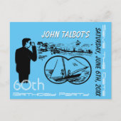 Verrekijker Zeilboot 60e verjaardag Save the Date Aankondigingskaart (Voorkant)