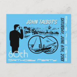 Verrekijker Zeilboot 60e verjaardag Save the Date Aankondigingskaart