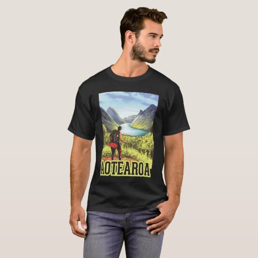 Verrijking in Aotearoa retro backpacker naar New Y T-shirt (Voorkant volledig)