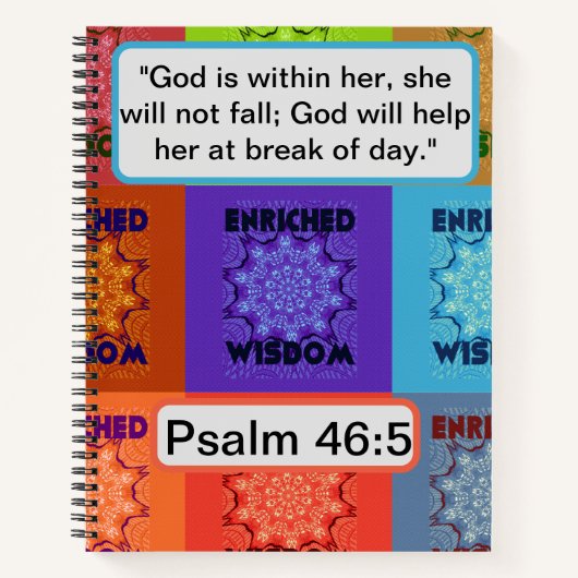 Verrijkte Wijsheid: Psalm 46:5 Pop Art Crystal Des Notitieboek (Voorkant)