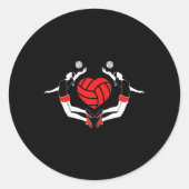Verrijzeling Volleybalhartslag Ronde Sticker (Voorkant)