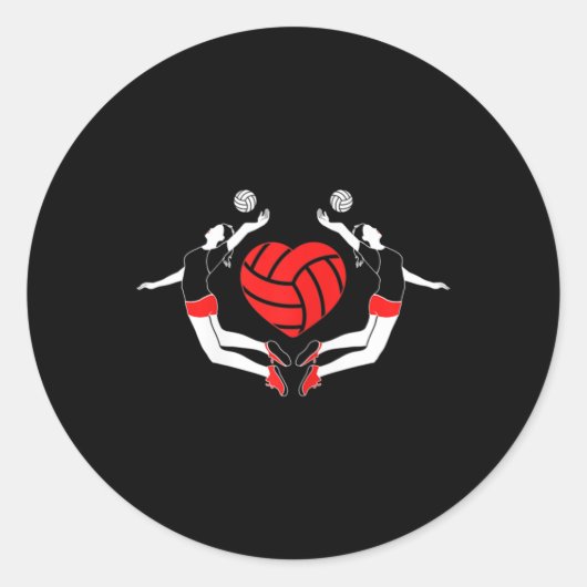 Verrijzeling Volleybalhartslag Ronde Sticker (Voorkant)