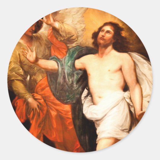 Verrijzenis Jezus met Engel Ronde Sticker (Voorkant)