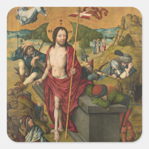 Verrijzenis Meester Huisboek Jezus Christus Schild Vierkante Sticker