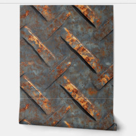 verroest grijs metaal behang