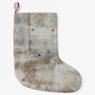 Verroest kleurrijke metalen wand, strepen. kleine kerstsok