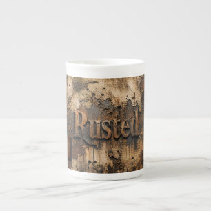 Verroeste typografie op een grof industriële muur porselein kop