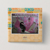 Verroofd roze vierkante button 5,1 cm (Voorkant)