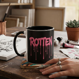 Verrotte Roze Druipende Tekst Typografie Mok