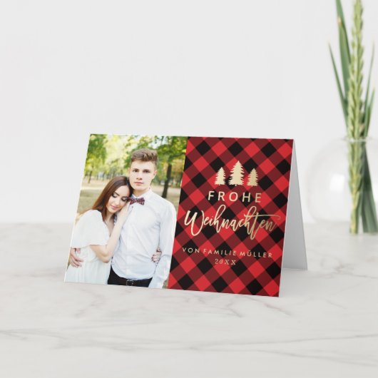 Verrotting Kariert | Weihnachtskarte Feestdagen Kaart (Voorkant)