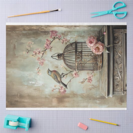 Verrukkelijke,  Bird Cage & Floral Tissuepapier (Craft)